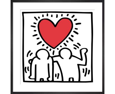 Keith Haring Untitled (be mine), 1987  36x36cm Framed Print in Responsibly Sourced Solid Frame With A Brushed Black Satin Fin