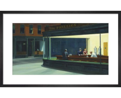 Edward Hopper Nighthawks, 1942, 43x70cm Framed Print in Responsibly Sourced Solid Frame With A Brushed Black Satin Finish Pri