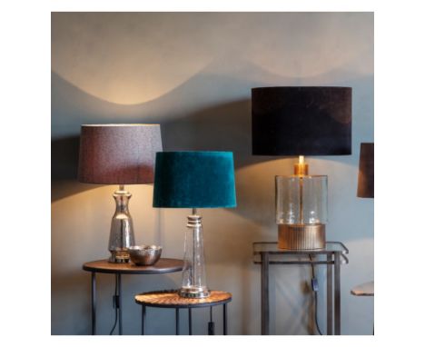 { Option of lots:  57, 57a } Lastrea Table Lamp With a beautifully textured glass base and metal highlights, this stunning ta
