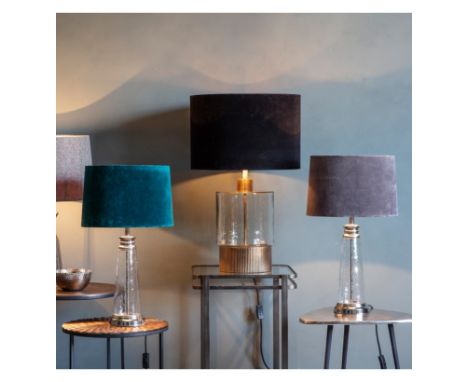 { Option of lots:  16, 16a } Caesaro Table Lamp Atlantic Featuring a beautifully textured glass base finished with metal high