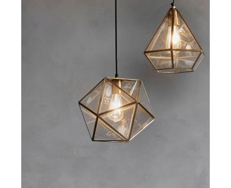 { Option of lots:  104, 104a } Terni Pendant Lamp This cool modern pendant lamp has a unique geometric design.Steel / Glass 3