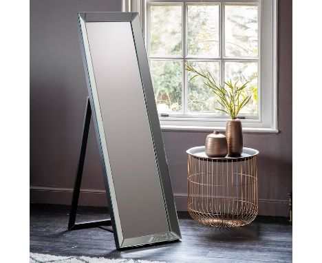 { Option of lots:  662, 663 } Luna Cheval Euro Grey 1550x480mm Versatile angled all bevelled mirror framed cheval at a scale 