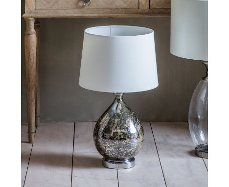 { Option of lots:  62, 62a } Lumley Table Lamp This beautiful table lamp has a balloon distressed glass base with metal detai