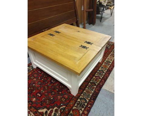 Country Style Square French Trunk Coffee Table Off White Painted This Square Coffee Table Also Provides Generous Storage Acce