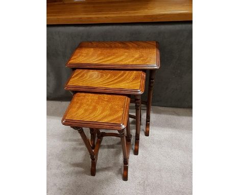 { Option of lots:  267, 268 } Country Manor Nesting Tables These Three Nesting Tables Feature Simple Rectangular Tops Of Cere