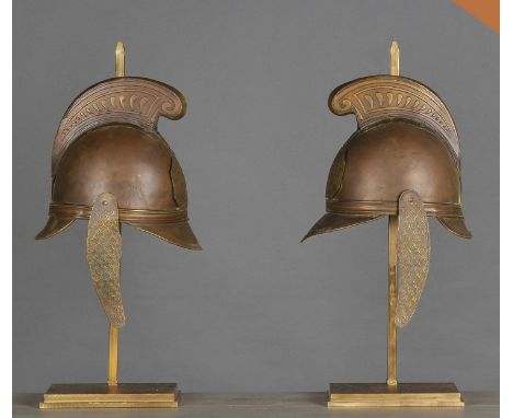 A Pair Of Helmet Lamps Sophisticated Original And Chic, This Pair Of Lamps Is Created With Halves Of 19th Century Helmets Tha