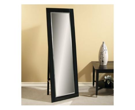 Luna Cheval Black 1550x480mm Versatile angled all bevelled mirror framed cheval at a scale to suit any interior