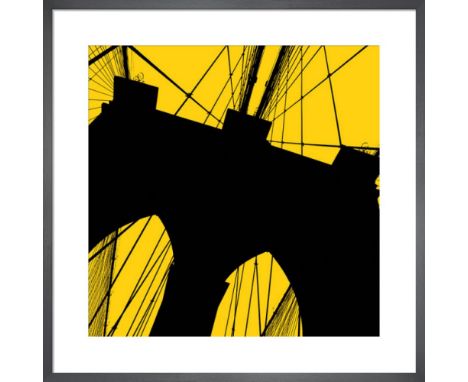 Erin Clark Brooklyn Bridge, 30x30cm Framed Print in Responsibly Sourced Solid Frame With A Brushed Black Satin Finish Print O