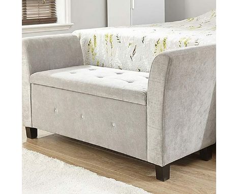 Buckingham Silver Ottoman Window Seat Beautifully crafted in a chenille fabric with a stylish silver colourway, this striking