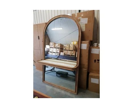 Mirror Arch Dome Mirror With Marble Shelf - Constructed in Recycled Oak Wood With A Honed Marble Shelf 140 x 240cm ( Nb. top 