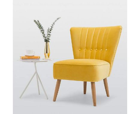 Harreit Velvet Cocktail Chair - Citrus Elegantly crafted, this stylish cocktail chair is designed with a beautiful button bac