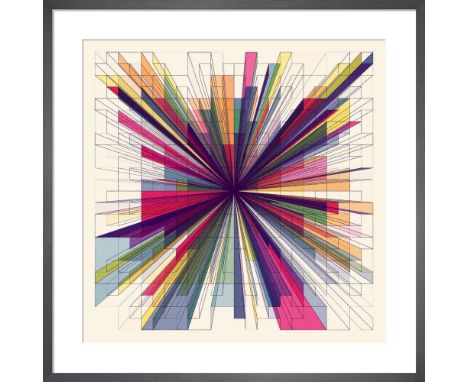 Simon C Page One Point Perspective, 30x30cm Framed Print in Responsibly Sourced Solid Frame With A Brushed Black Satin Finish