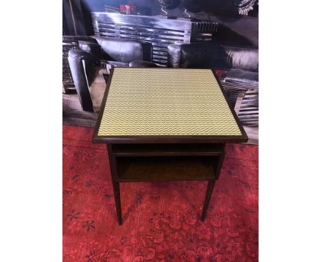 { Option of lots:  112, 113 } A Pair of Herringbone Side Tables Is Crafted From European Beach With A Dark Stained Structured