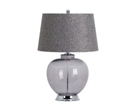 { Option of lots:  177, 178 } Amelia Smoked Glass Table Lamp  Designed with a smoked glass base that s cut into a sleek  orga