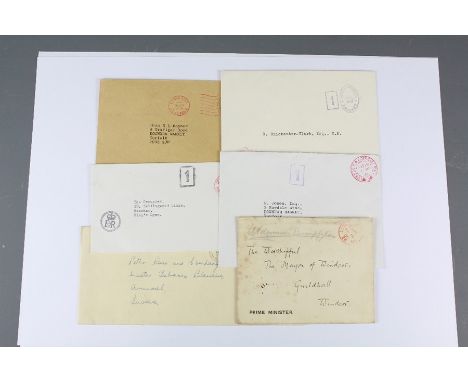 This lot comprises six covers without content but of great interest: 1908 Envelope from the Prime Minister (Herbert Asquith);