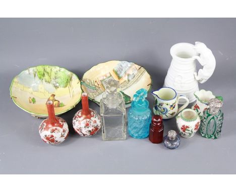 Miscellaneous Porcelain and Glass. This lot includes a Spode Cream Jug approx 16 cms, two Satsuma miniature onion vases appro