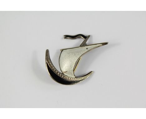 A Norwegian Silver and Black Enamel Sail Boat, approx 35 x 35 mm, 3.8 gms.