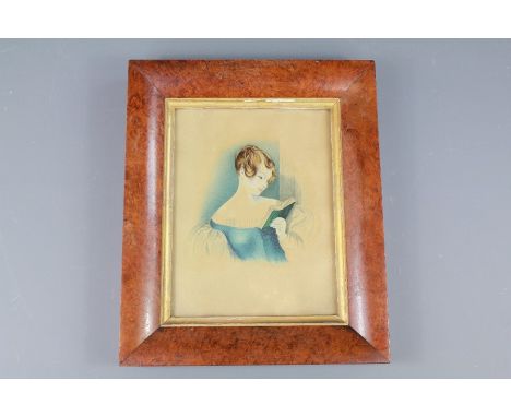 19th Century Portrait Miniature. The original water-colour painting depicting a young lady, approx 15 x 20 cms.