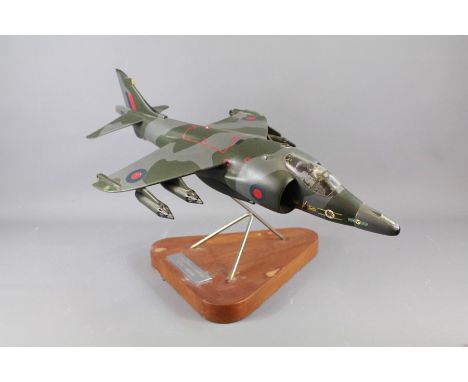 A 1970's Hawker Siddeley Harrier V/STOL GR3 Fighter Model. The fighter on a stand, commissioned by Hawker Siddeley and presen