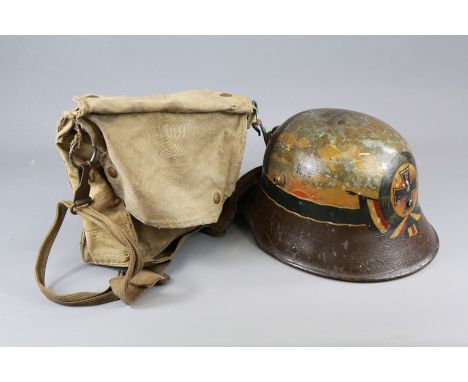 WWI German Army Helmet. Possibly captured as a souvenir at Bapaume a small town and district of Arras Northern France in 1919