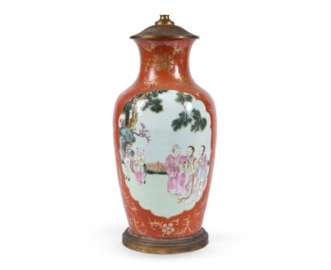 A Chinese famille rose 'Western Chamber' vase, qianlong, painted to one side with the scene from the Western Chamber, the oth