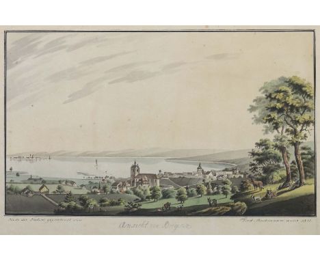    Bachmann, Ferdinand   Maler des 18./19. Jh. "Ansicht von Bregenz", Blick auf den Bodensee, unten bez. und dat. "nach der N