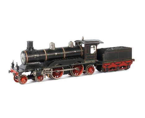    Große Dampflok   Märklin, CE 1021, Spur 1, BZ 1909-1914, schwarz HL, Uhrwerkantrieb, v+r, Bremse, langsam-schnellfahrend, 
