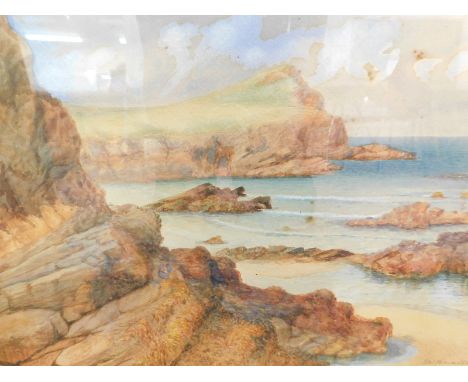 Wallace Bennetto (20thC). An English seascape, cliffs on a summer day, watercolour, signed and dated, 28cm x 46cm and another