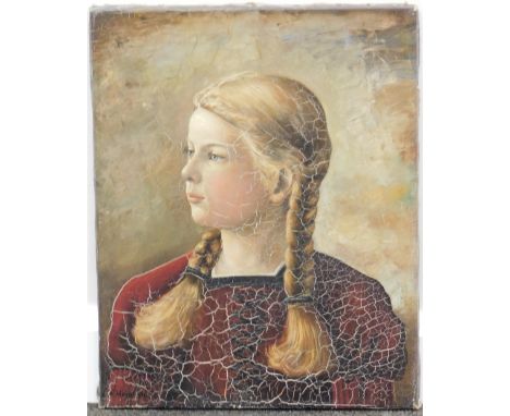 Hoje (20thC). Portrait of a girl, oil on canvas, signed and dated (19)38, 49cm x 38cm.