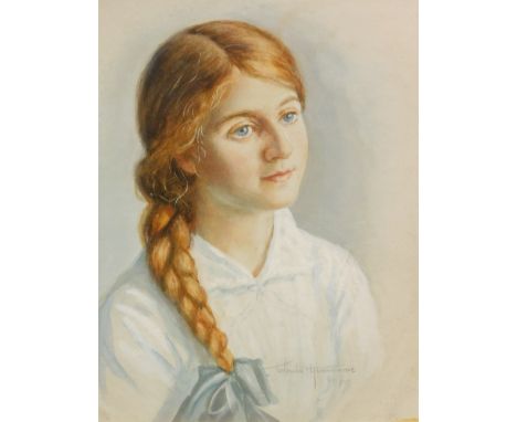 Charles Henry Finnemore (1875-1942). Portrait of a girl, watercolour, signed and dated July 1915, 29cm x 24cm.