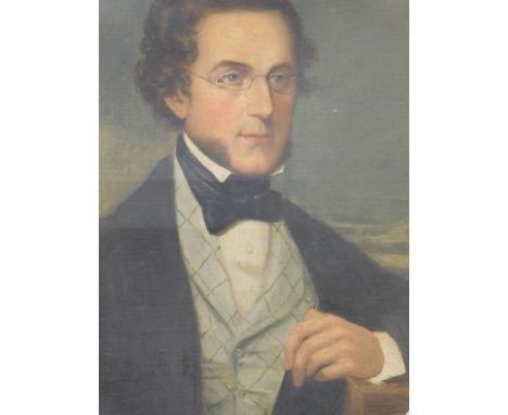 19thC School. Portrait of Stuckie, architect in Adelaide, Miller ancestor, oil on canvas, unsigned, paper label verso, 70cm x