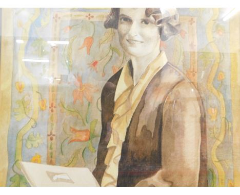 Linda Downes (20thC). Portrait of a lady, quarter profile, watercolour, signed and dated, 34cm x 34cm.