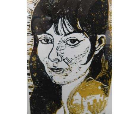 K. Fletcher (20thC School). Sheila Fell, artist signed limited edition lino cut, 15cm x 11cm.