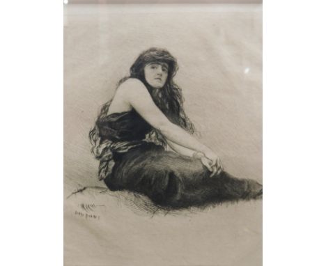 Hubert Von Herkomer (1849-1914).  Gwenddydd, dry point etching, signed, 15cm x 15cm, and another, labels verso Phillips 46/2,