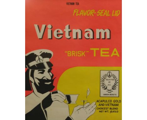 Jim Fox (fl. 1969). Vietnam Brisk Tea, offset lithograph, poster, Dick Dagres Distribution, 68cm x 57cm.