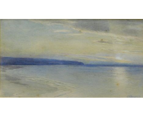 John William Schofield (1865-1944). Calm seascape, watercolour, signed, 13cm x 25cm.