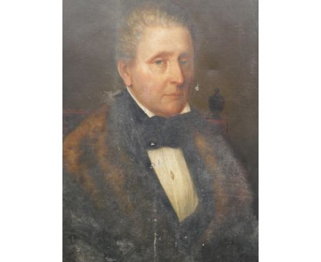 J. Leonard (19thC). Portrait of a gentleman, family crest top right, oil on canvas, signed, 88cm x 68cm.