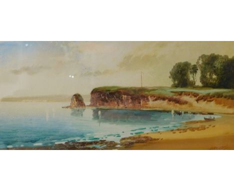 Chamanil (20thC School). Calm seascape from the coast, watercolour, signed, 19cm x 37cm.