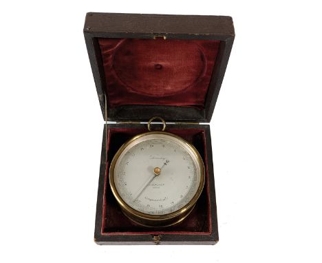 A VICTORIAN BRASS ANEROID BAROMETER BY STANLEY, MID-19TH CENTURY the silvered dial signed 'Stanley, London' and numbered '656