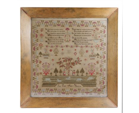 A LARGE NEEDLEWORK SAMPLER BY ANN TAYLOR, FIRST HALF 19TH CENTURY worked with coloured silks on a linen ground, with a virtuo