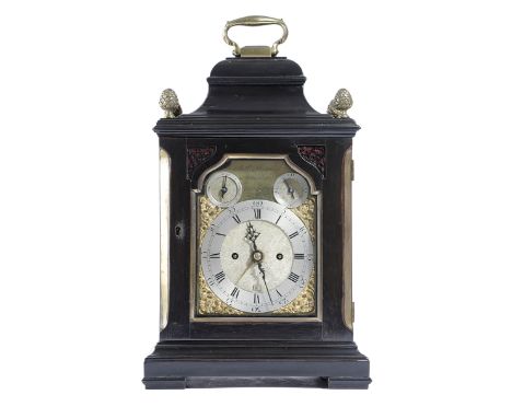 AN EARLY GEORGE III EBONY BRACKET CLOCK BY ROBERT FLEETWOOD LONDON the brass eight day twin pull repeating movement with an a