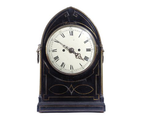 A REGENCY EBONISED AND BRASS BRACKET CLOCK BY GIBSON LONDON, EARLY 19TH CENTURY the brass eight day twin fusee movement with 