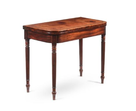 Y&nbspA REGENCY MAHOGANY AND EBONY STRUNG INLAID CARD TABLE  CIRCA 1820, IN THE MANNER OF GILLOWS   73cm high, 92cm wide, 45c