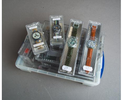 25-teiliges Konvolut von Armbanduhren (Swatch, Schweiz), bestehend aus: 4x SCN 114, 2x SCG100, 2x SCM 104, 2x SCN 402, 2x SCN