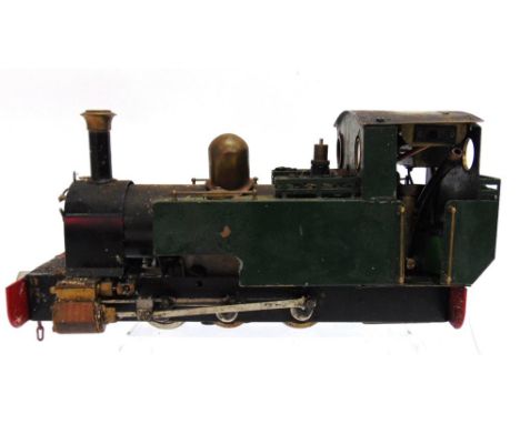 [O GAUGE]. A GARDEN SCALE SPIRIT-FIRED LIVE STEAM 0-6-0 NARROW GAUGE TANK LOCOMOTIVE unnumbered, green livery, 30cm long.