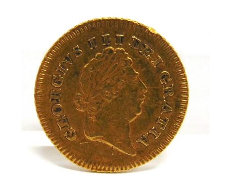 GREAT BRITAIN - GEORGE III, THIRD GUINEA, 1803 first laureate head, second reverse.