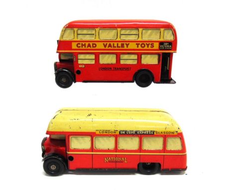 TWO CHAD VALLEY MODEL BUSES the first a 'London Transport' double decker bus, red with a cream band to the upper deck, route 