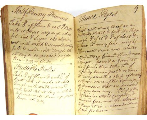 [COOKERY]. A MID 18TH CENTURY MANUSCRIPT RECIPE & HOUSEHOLD ACCOUNT BOOK circa 1750-72, the recipes including those for 'Nape