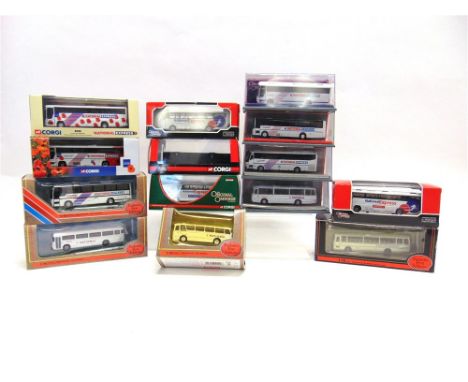 FOURTEEN 1/76 SCALE 'NATIONAL / NATIONAL EXPRESS' MODEL BUSES by Exclusive First Editions (4) and Corgi 'Original Omnibus Com