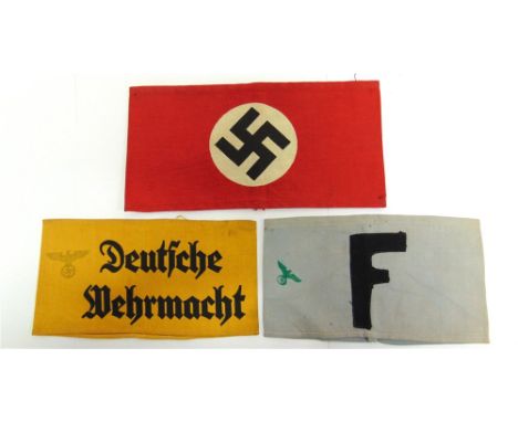 GERMANY - A GERMAN DEUTSCHE WEHRMACHT CIVILIAN MILITARY SERVICE ARMBAND of printed cloth; together with a Kampfbinde standard